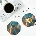 thumbnail image 4 of Yiaed Starry Sky Cloud Wolf Print Leather Coasters for Drinks - Cup Coasters Coffee Table Kitchen Table Bar, Home & Office Gifts Handmade Drink Coasters-Octagon, 4 of 6