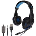 thumbnail image 2 of Computer Headset, Adjustable Volume Comfortable Luminescent PC Game Headsets 40mm Drive Unit  for Laptop for  for PC Black + Blue, 2 of 8