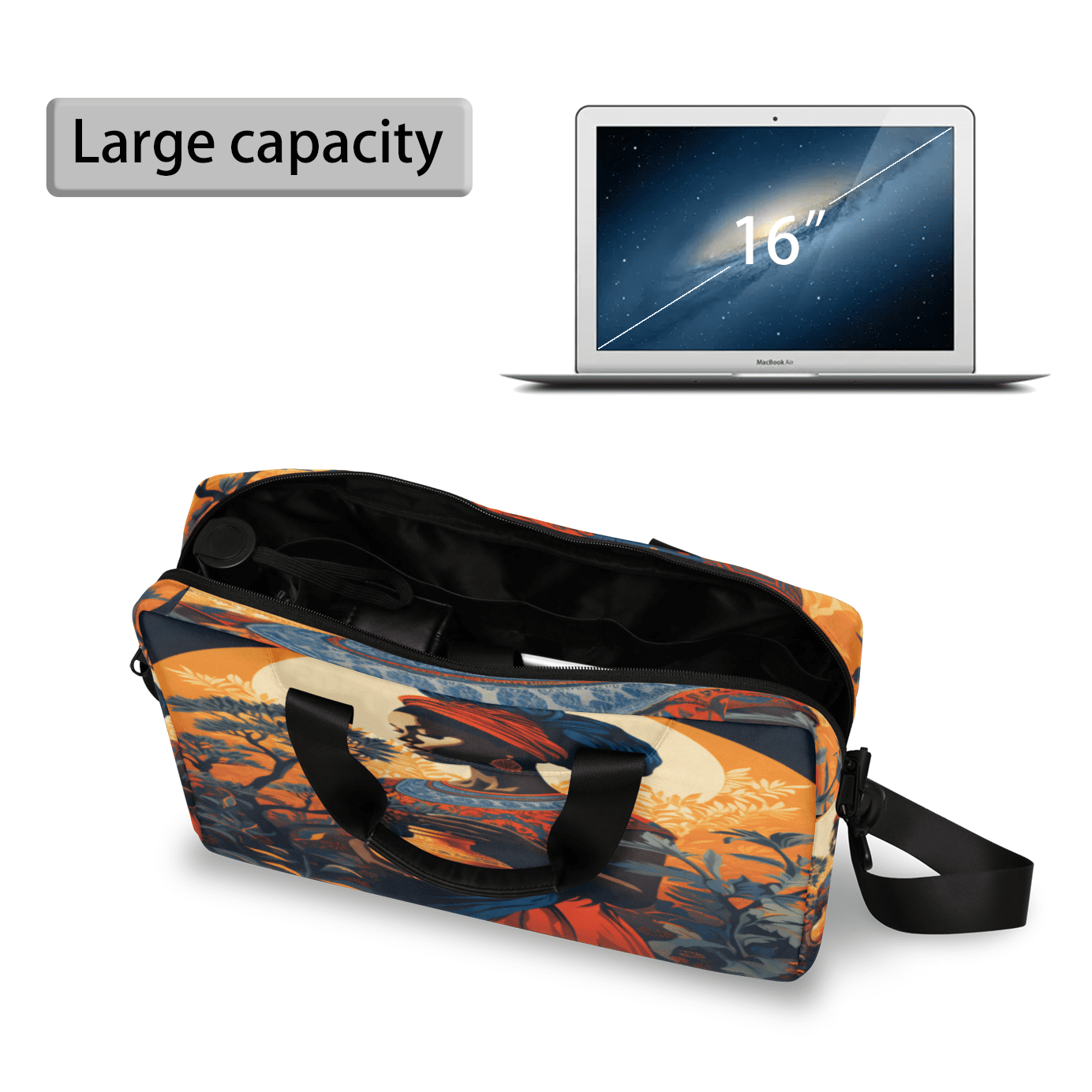 Herdesigns African American Black Women Laptop Bag for Women Men, Computer Case Briefcase Messenger Bags, 15-15.6 inch Laptop Sleeve Shoulder Bag