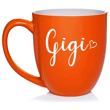 Gigi With Heart Ceramic Coffee Mug Tea Cup Gift for Her, Sister, Women, Grandparents’ Day, Family, Friend, Pregnancy Announcement, Mother’s Day, Grandma, Grandmother, Mom, Birthday (16oz Orange)