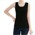 thumbnail image 2 of Wyongtao Seamless Tank Top for Women with Built-in Padded Bra Adjustable Wide Strap Camisole Velvet and Thick Cami Shirts,Black L, 2 of 5