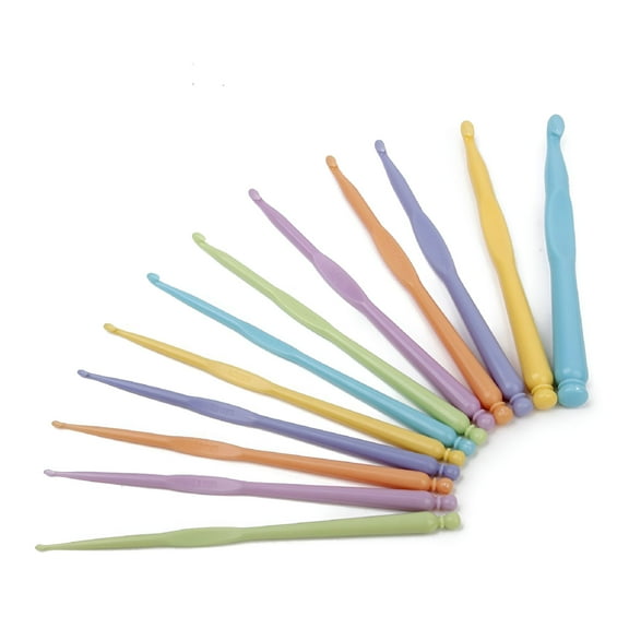 BESTSKY 2-10mm 12Pcs Plastic Crochet Hooks Handle Crochet Hooks Knit Needles Weave Craft (Random Color)