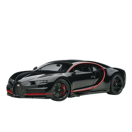 Bugatti Chiron Nocturne Black with Red Accents 1/18 Model Car by