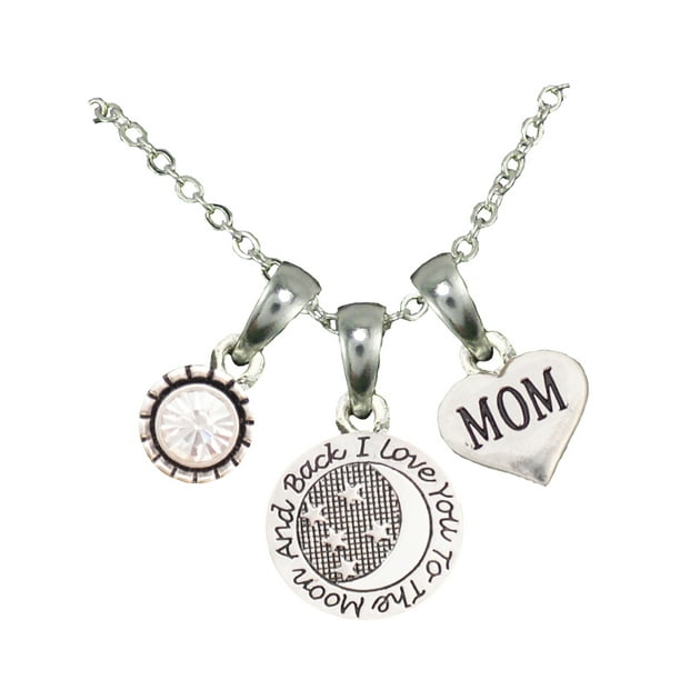 Sports Accessory Store Mom Love You To The Moon Silver Chain Necklace And Charms Jewelry Walmart Com Walmart Com
