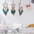 thumbnail image 3 of 3 piezas con diseño de luna, sol y estrella, pluma hecha a mano, cuentas colgantes de turquesa de la suerte, adorno colgante en la pared para dormitorio de niños, 3 of 5