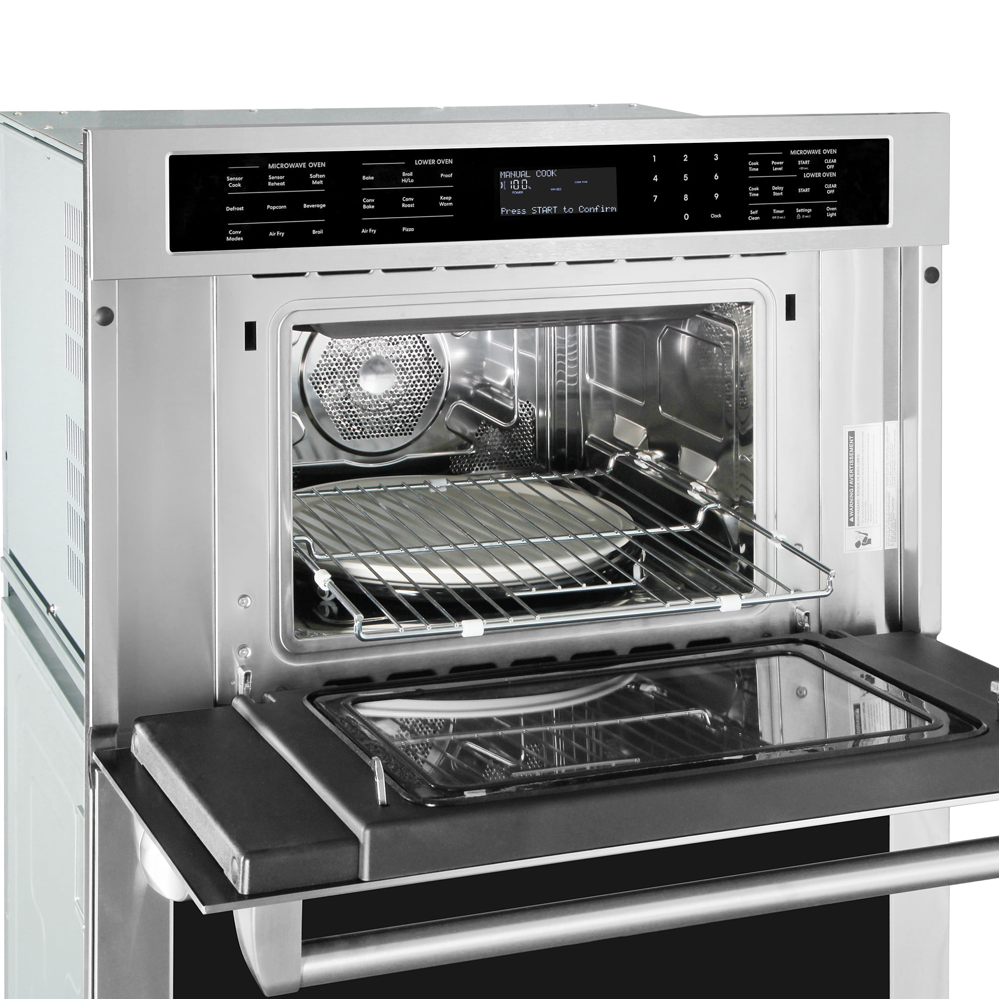 Cosmo 30 in. Regal Collection 4.8 / 1.6 cu. ft. Electric Microwave Wall Oven Combination, Air Fry, Convection, Stainless Steel