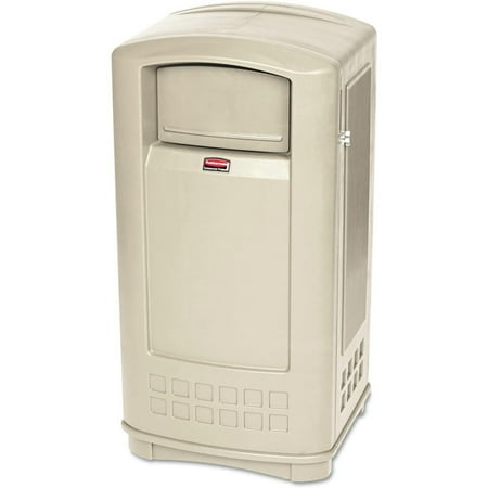 Plaza Jr. 35 Gallon Rectangular Plastic Waste Container - Beige