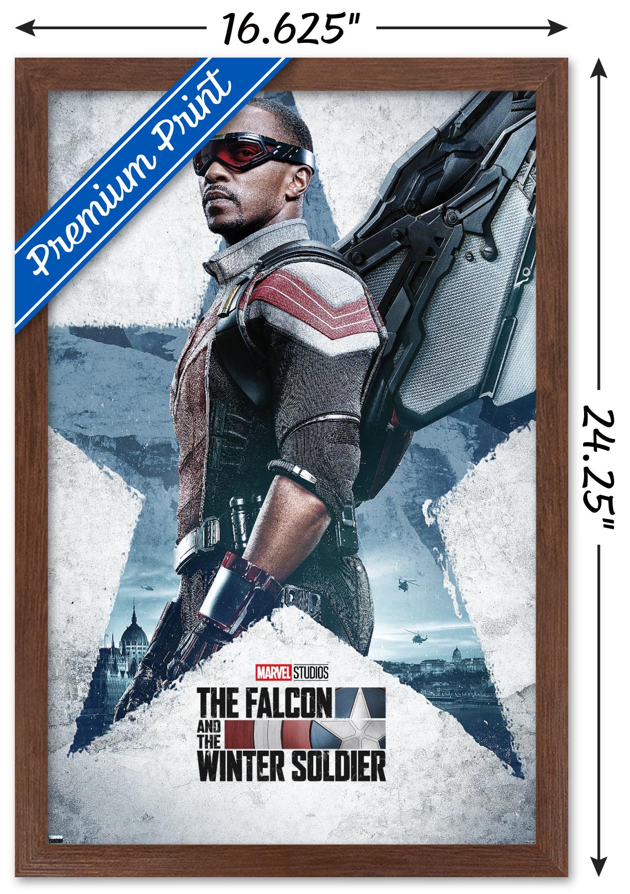 Marvel Falcon and Winter Soldier - Falcon One Sheet Wall Poster, 14.725" x 22.375", Framed