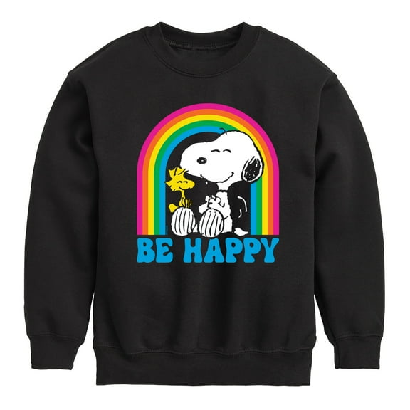 Peanuts - Be Happy Rainbow - Toddler & Youth Crewneck Fleece Sweatshirt