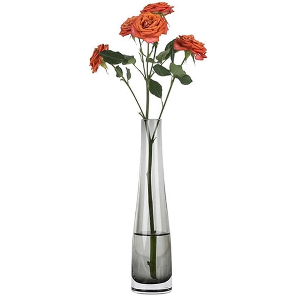 Vase en Verre Soufflé à la Main Bamboopack Vase à Fleurs en Verre Vase à Tige Unique Vase à Bourgeons Centres de Table pour Réception de Mariage Table à Manger Fleurs de Rose Unique (Gris)