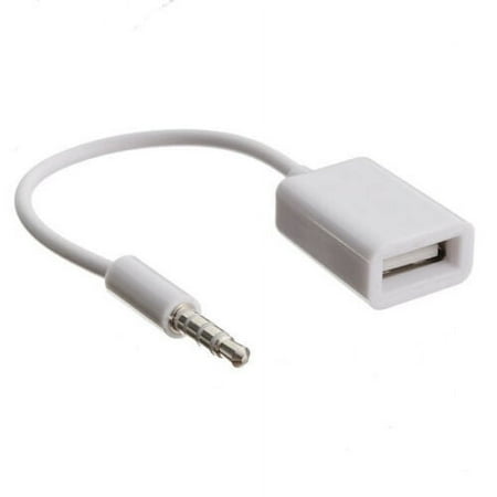 Simyoung 3.5mm Male Audio AUX Jack to USB 2.0 Type A Female OTG Converter Adapter Cable White