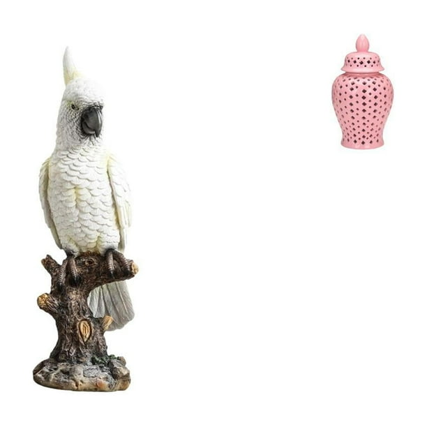 Figura de escritorio,Figura de loro para escritorio,oficina,decoración del hogar,Tarro de cerámica para jengibre,Jarrón de cerámica con jengibre y arreglo floral,Jarrón decorativo de
