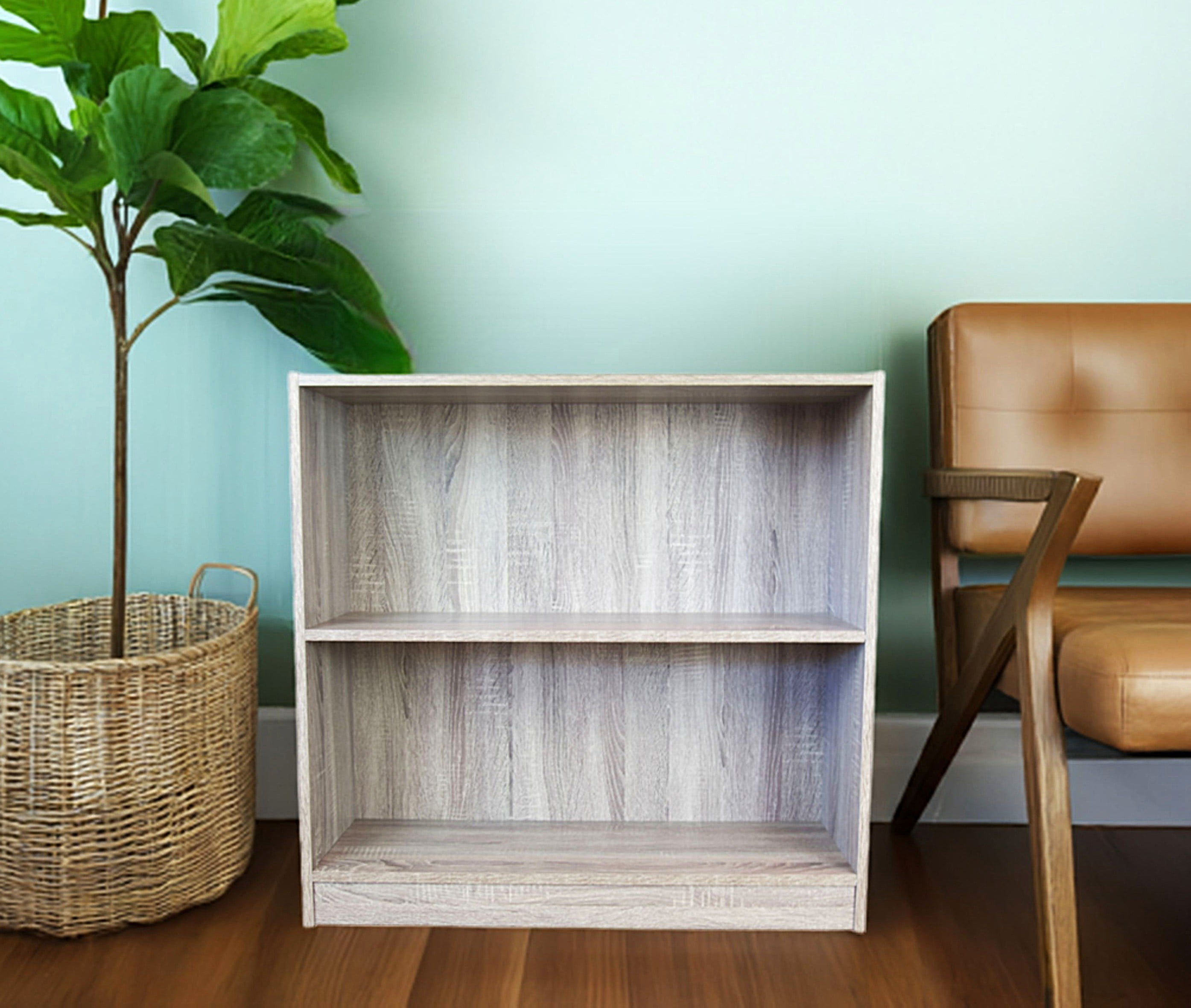 Slide Logic 3 Tier 30"H x 32"W Bookcase with Footer in Driftwood