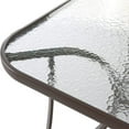 thumbnail image 2 of SogesPower Tempered Glass Patio Dining Table with Umbrella Hole Metal Frame, Brown, 2 of 6
