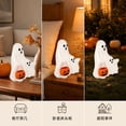 thumbnail image 4 of Halloween Cute Ghost Decor, Resin Ghost Lamp Figurine With Pumpkin Bucket for Spooky Halloween Tabletop Decor, 4 of 7