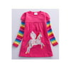 Kids Girls Long Sleeve Round Neck Unicorn Embroidered Dress