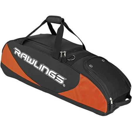 Rawlings Wheeled Bat Bag, Black/Orange