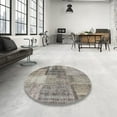 thumbnail image 3 of Ahgly Company Indoor Round Contemporary Sandstone Brown Patchwork Area Rugs, 5' Round, 3 of 6