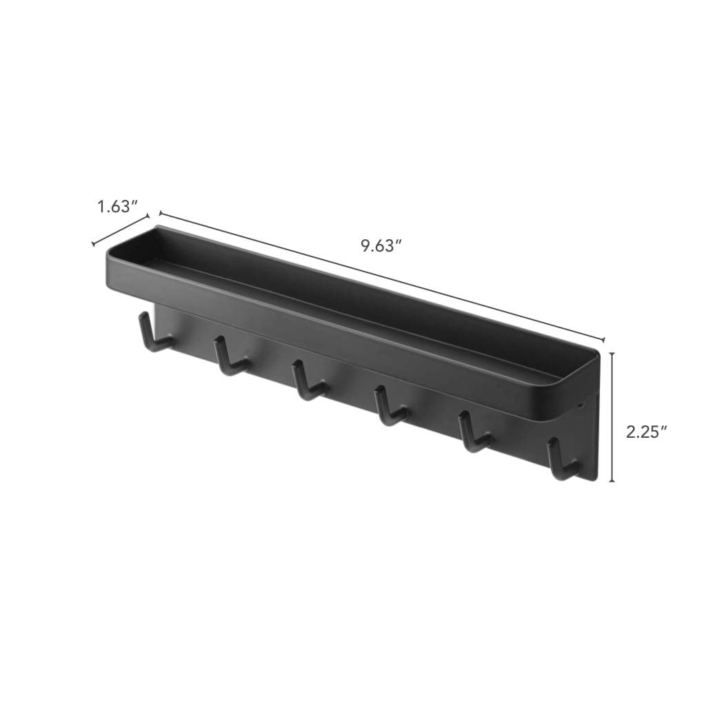Yamazaki Home  Magnetic Key Rack, Steel, Holds 4.4 lbs - L 1.77 x W 9.65 x H  2.36 inches Black