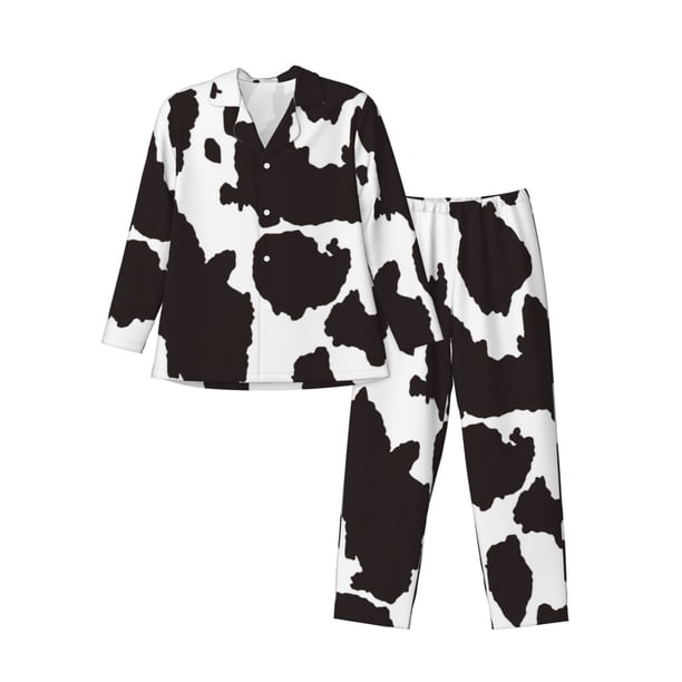 Balery Cow Skin 2 Pijama para Hombre de Dos Piezas con Manga Larga, Conjunto de Dormir y Descanso Suave con Bolsillos-XX-Large