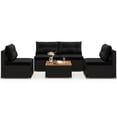 thumbnail image 4 of Costway 5 Piece Outdoor Furniture Set with Seat & Back Cushions Acacia Wood Tabletop Black, 4 of 10