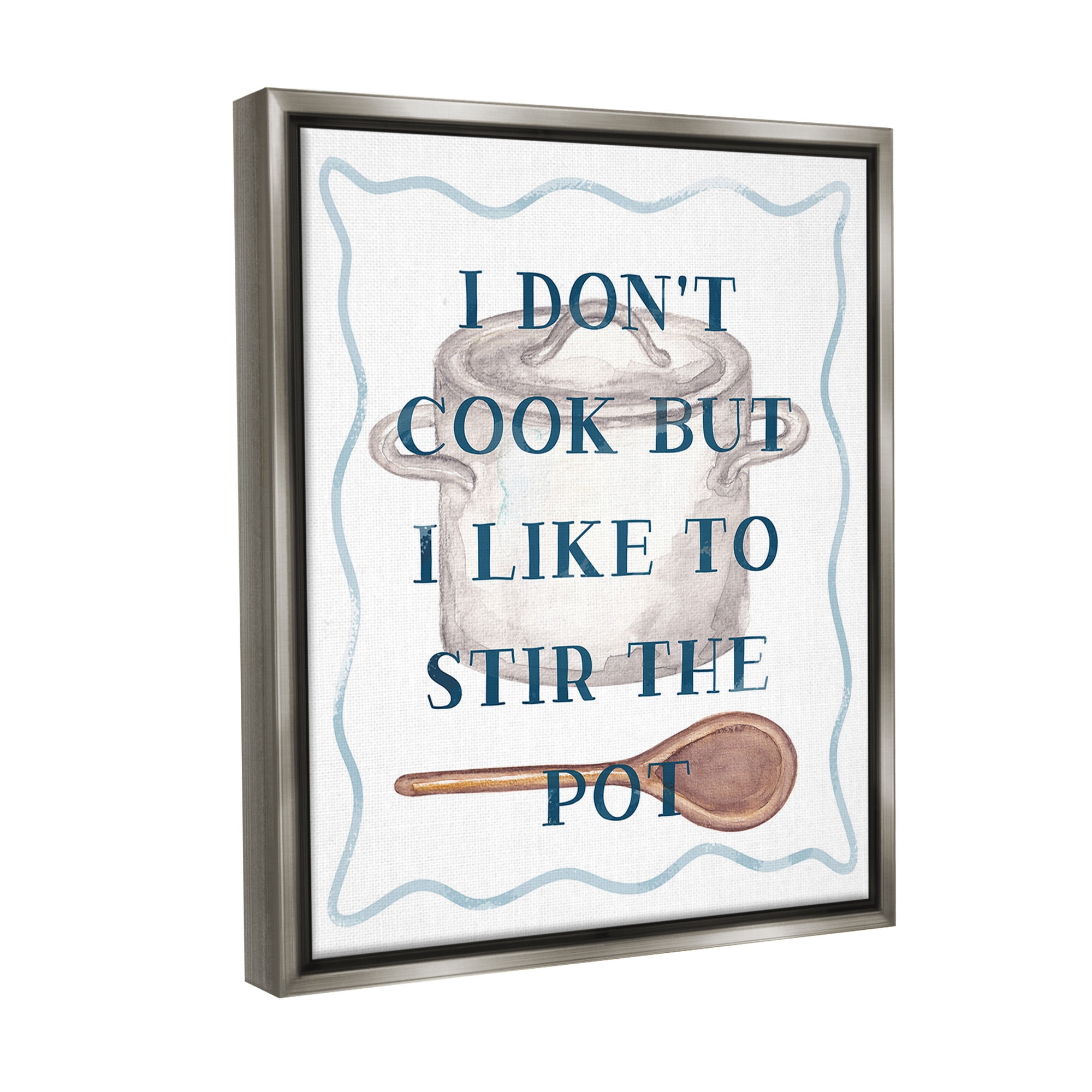 Stupell Industries Funny Stir The Pot Food & Beverage Painting Gray Floater Framed Canvas Art Print Wall Art, 25 x 31