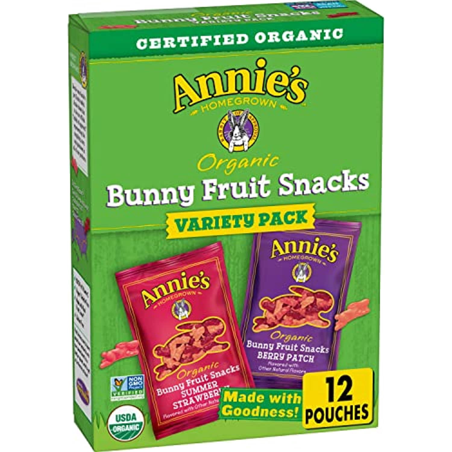 Annies Organic Bunny Fruit Snacks, Gluten Free, Variety Pack, 12