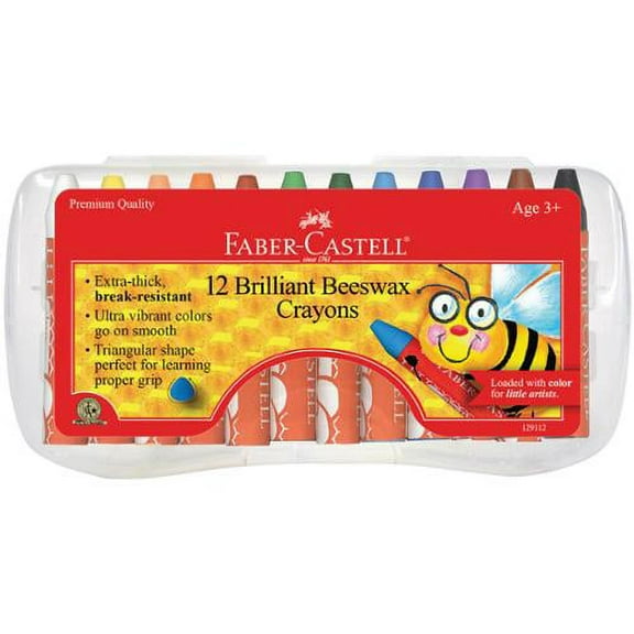 Faber-Castell Jumbo Triangular Beeswax Crayon, Assorted Color, Pack of 12