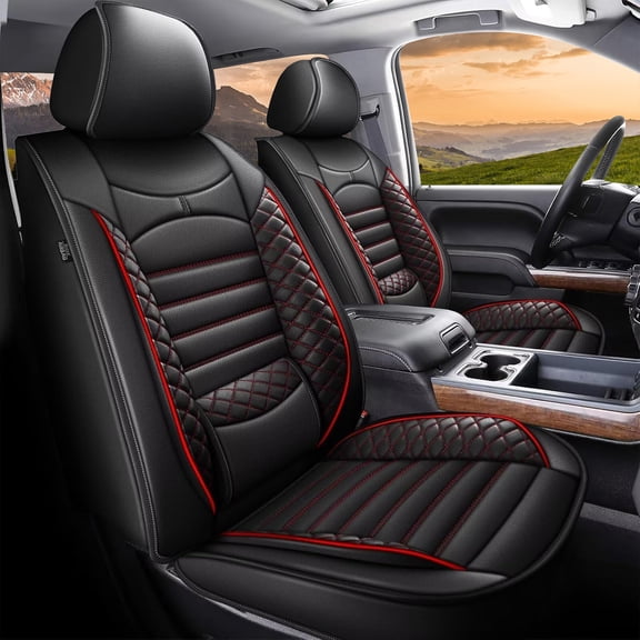LAONNVIR Seat Covers Fit for Ridgeline Crew Cab 2006-2025 5-Seats Car Seat Covers Faux Leather Truck Pickup Seat Cushion Protector - Front Seats with Armrests