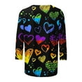 thumbnail image 5 of Wolfast T-Shirt à Manches 3/4 pour Femmes, Col Rond, Coupe Ample, Imprimé Saint-Valentin, Noir, m, 5 of 5