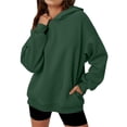 thumbnail image 3 of Womens Oversized Hoodies Comfy Sweatshirts Fall Fashion Outfits Casual Tops Fleece Clothes Dark Green M, 3 of 6