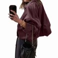 thumbnail image 3 of Veste en Faux Suède pour Femmes, Manteau à Rabat de Printemps, Décontracté, Manches Longues, Style de Rue, Rouge Vin, 3 of 7