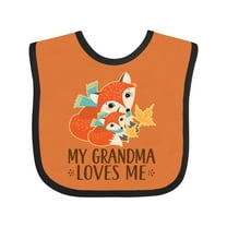 Inktastic Grandma Loves Me Woodland Fox Boys or Girls Baby Bib