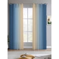 thumbnail image 2 of Navy Blue Ombre Sheer Curtains 84 Inch Length 2 Panels Set for Living Room/Bedroom, Modern Yellow Gradient Farmhouse Art Kitchen Curtains Grommet Semi-Sheer Curtains Window Treatments 52"x84"x2, 2 of 7
