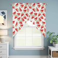 thumbnail image 6 of Red Watermelon Kitchen Window Curtains, Swag Curtains Valance for Bedroom Living Room Bathroom, Summer Fruit Tropical Watercolor White Rod Pocket Window Curtain Block Drapes 2 Panels 28"x36", 6 of 9