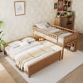 thumbnail image 5 of Leumius Twin XL over Queen Bunk Bed with Integrated Shelving, Color-Changing Lights and Pegboard for Boys Girls Brown, 5 of 9