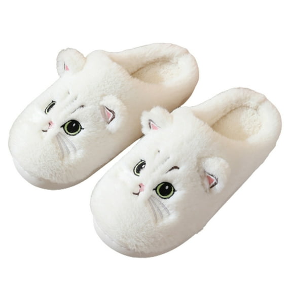 Lovskoo 2024 Women's And Men's Slippers Cute Slippers Warm Winter Slippers Soft Fleece Plush House Slippers Indoor Outdoor White