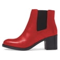 thumbnail image 2 of YDN Women Classic Round Closed Toe Mid Block Heel Chelsea Boots Elastic Pull On Ankle Booties Comfy Dressy Shoes Size 12 Red, 2 of 5