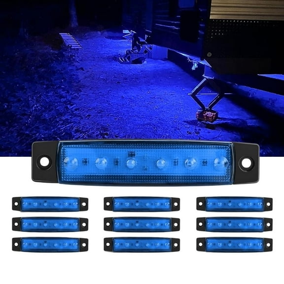 Nilight 10Pcs 3.8" 6 LED Blue Indicator Light Truck Camper Side Marker Lights for Marine Boat Stern Yacht Kayak Sailboat Trailer Bus RV