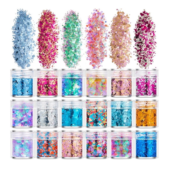 Glitter Shimmer Durable Safe Glitter Flash Powder Sequins with 18 Colors Make Up Nail Art Decoration