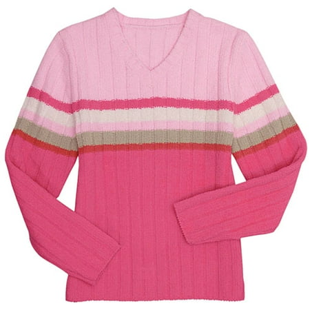 Faded Glory - Women's Plush Sparkle Stripe V-Neck