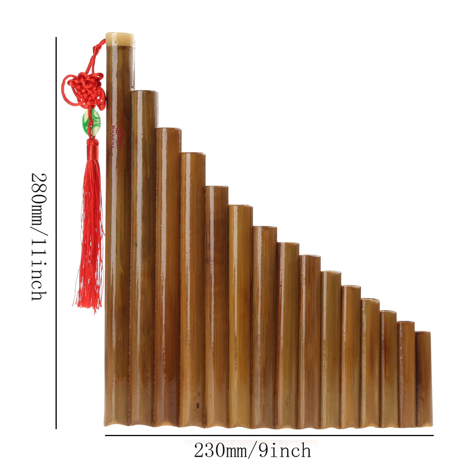 15 Pipes Traditional Brown Pan Flute G for Key Chinese Musical Instrument Pan Pipes Woodwind Instrument