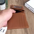 thumbnail image 7 of Men's Light Brown Leather Bifold Wallet RFID Blocking Front Pocket Security Passcase Cowhide Durable Extra Capacity Billfold 6 Credit Cards with Flip-out ID Classic Handmade Gift For Him VINAM-B-06, 7 of 7