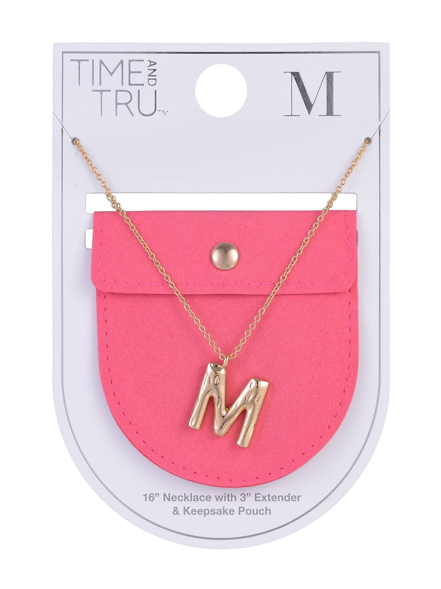 Time and Tru Goldtone Hammered Initial "M" Pendant Necklace