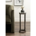 thumbnail image 3 of Kate and Laurel Dahl Modern Round Glass Top Outdoor Drink Table, 8 x 8 x 23, Clear Glass and Gray Gunmetal, Circle Pedestal Patio Mini Table for Living Room Plant Stand or Small Bedroom Nightstand, 3 of 9