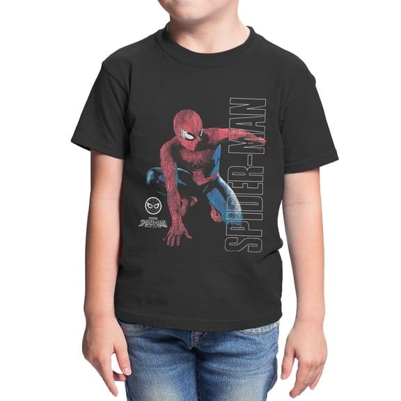 Marvel Spider-Man Brand New Day Youth Distressed Retro Comic T-Shirt (Black, XS-XL)