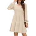 thumbnail image 3 of Sampeel Womens Square Neck Long Sleeve Fall Dresses Casual Babydoll Sweater Dress, 3 of 6