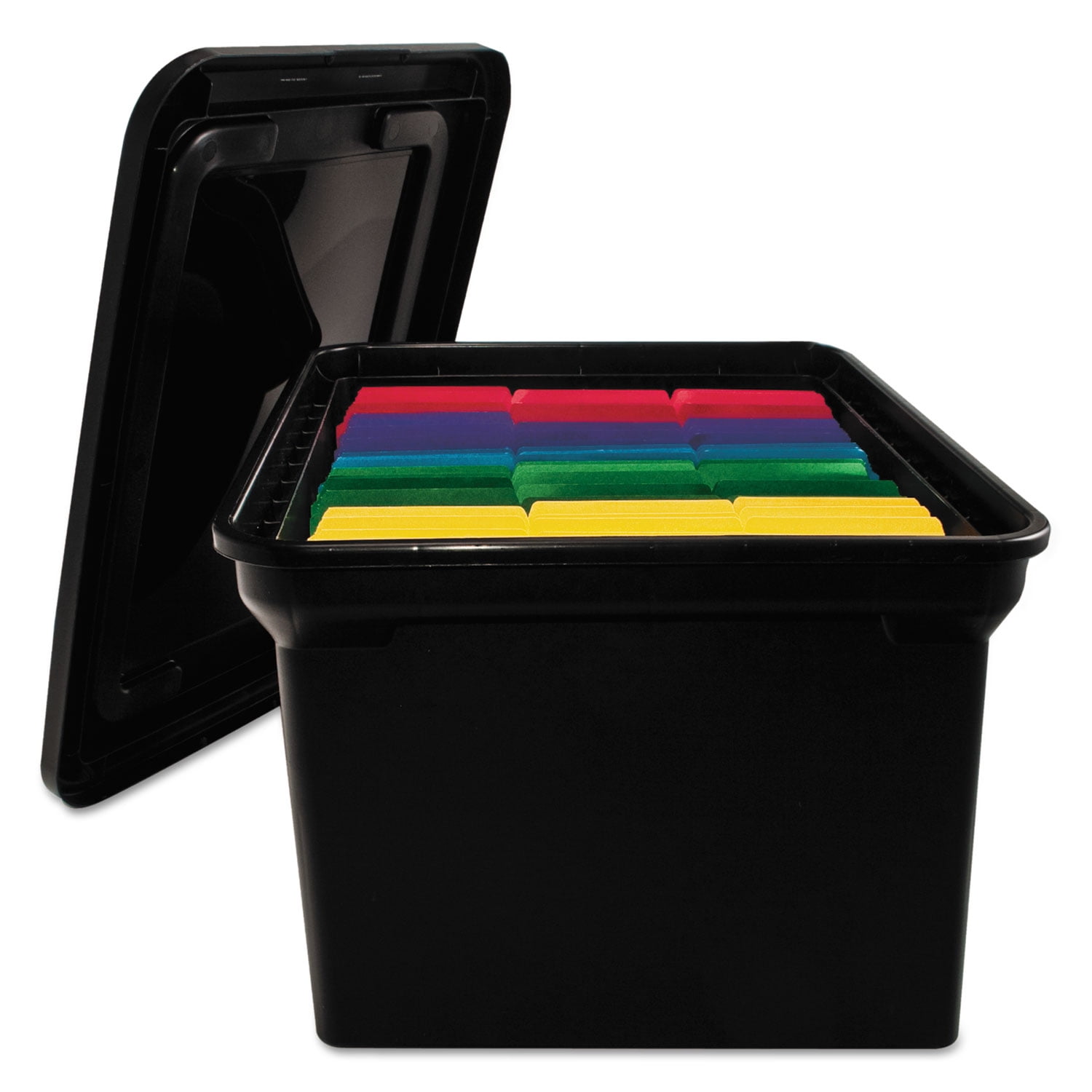 Advantus File Tote with Lid, Letter/Legal Files, 14.13" x 18" x 10.75", Black