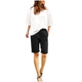 thumbnail image 2 of OIUUAK Shorts for Women Knee Length Plus Size Summer Elastic Waist Beach Long Shorts with Pockets, Loose Shorts for Women Summer, Womens Shorts Casual, Linen Shorts for Women, 2 of 2