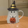 thumbnail image 5 of Ceramic ghost mug, Halloween Creative Spooky Cup with Cute Face, Cute Mug for Men, Women & Teens - Microwave & Dishwasher Safe (With gold border), 5 of 13